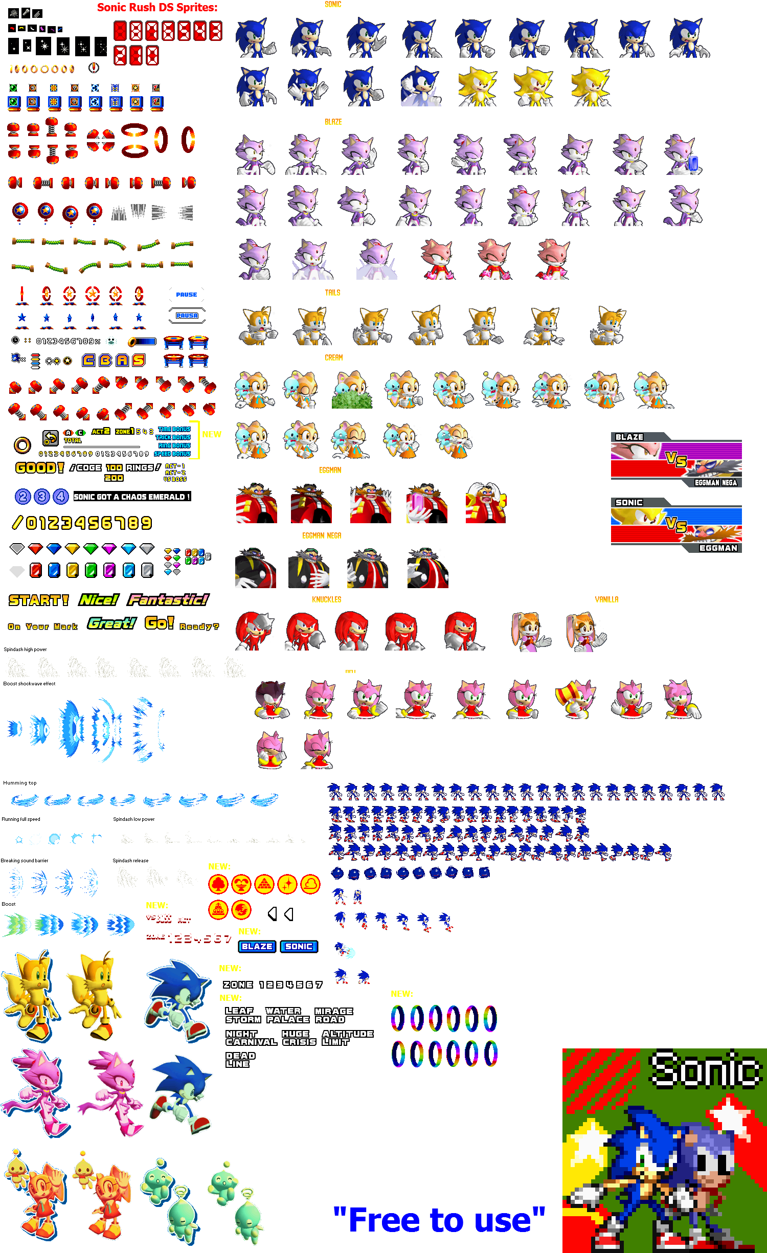 Sonic Rush Sprite Sheets - Nintendo DS - Sonic Galaxy.net