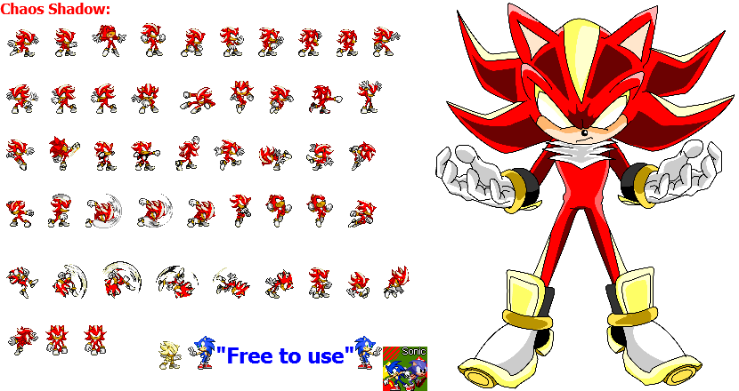 Super Chaos Shadow(?) REMAKE sprites sheet by TheRealSeth644 on DeviantArt