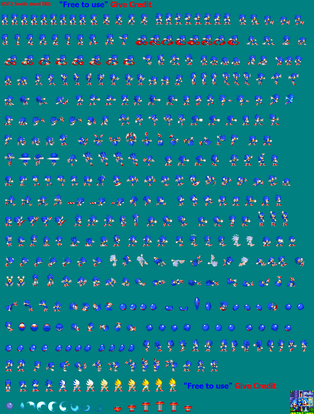 Sonic 2 Sonic Sprites (Absolute and Original) [Sonic the Hedgehog Forever]  [Mods]