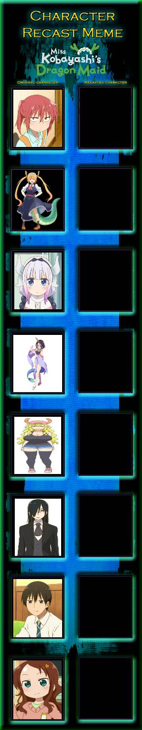 Recast Deviantart Base Miss Kobayashi's Dragon Maid Recast Meme Base by Damejlb9 on DeviantArt