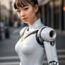 Asian android girl with white body