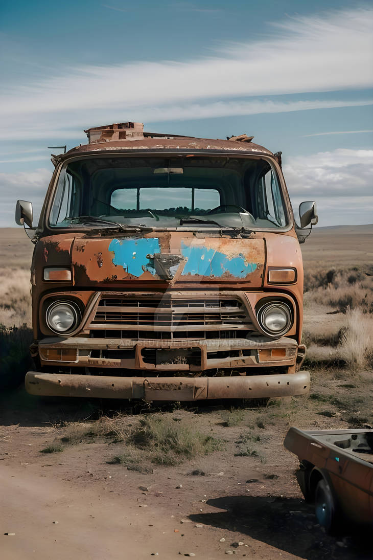Rusty old van on the field by ArtsFuture on DeviantArt