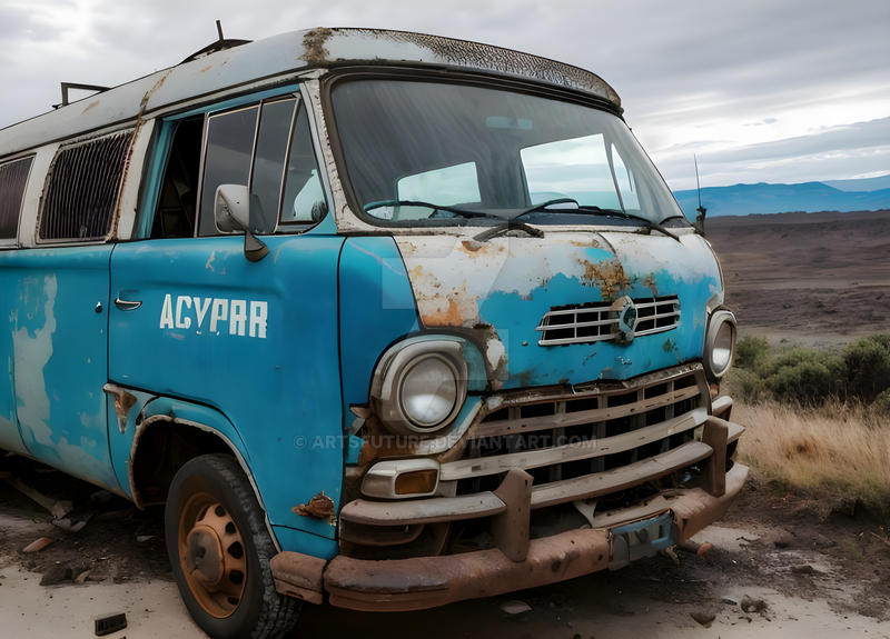 Wrecked blue van by ArtsFuture on DeviantArt
