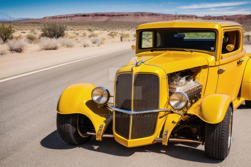Yellow Hot Rods Yellow hot rod in the desert road by ArtsFuture on DeviantArt