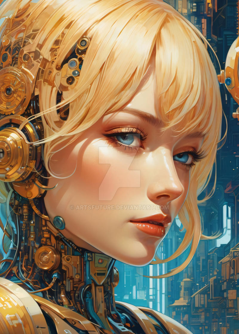 Blonde android girl by ArtsFuture on DeviantArt