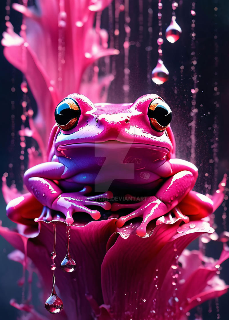 Pink frog in a flower by ArtsFuture on DeviantArt