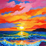 Vibrant seascape during sunset