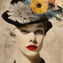 Woman in flowered hat