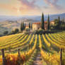 Sunlit vineyard in Tuscany