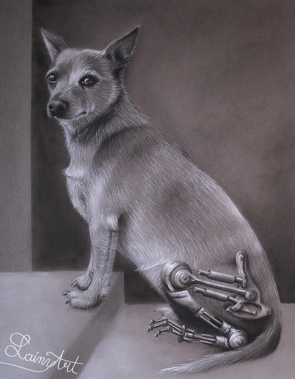 Terminator Chihuahua - Charcoal commission