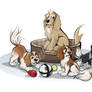 Cavalier Spaniels and Cocker Spaniel Caricatures