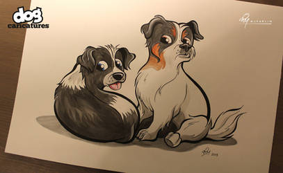 King Charles Cavalier Caricatures - Water Colour