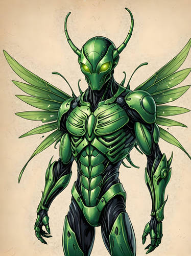 green alien insectoid superhero