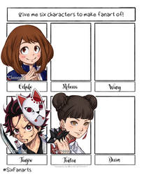 Six Fanarts - Tanjiro, Ochako, Tenten