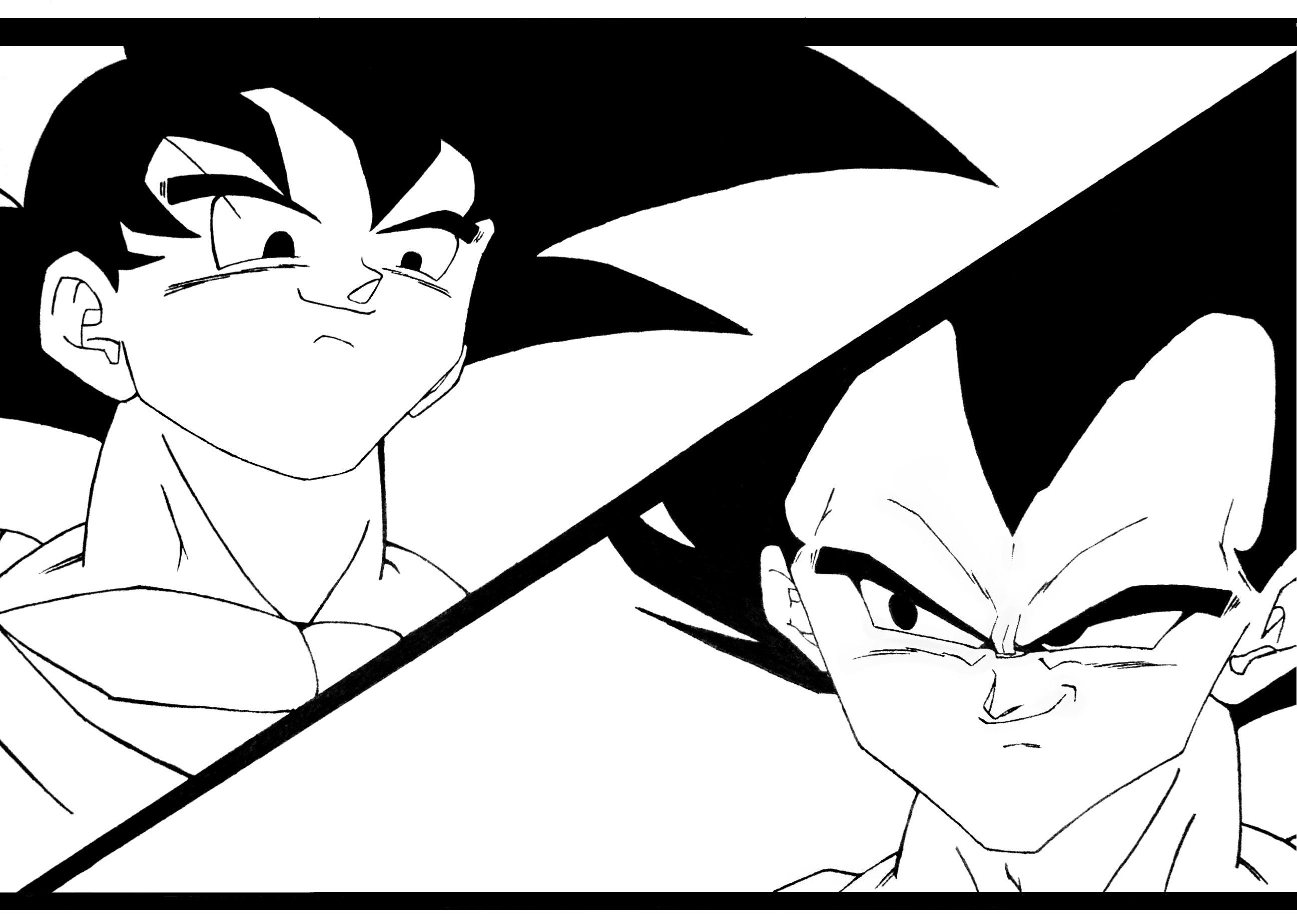 Goku vs Vegeta - LineArt