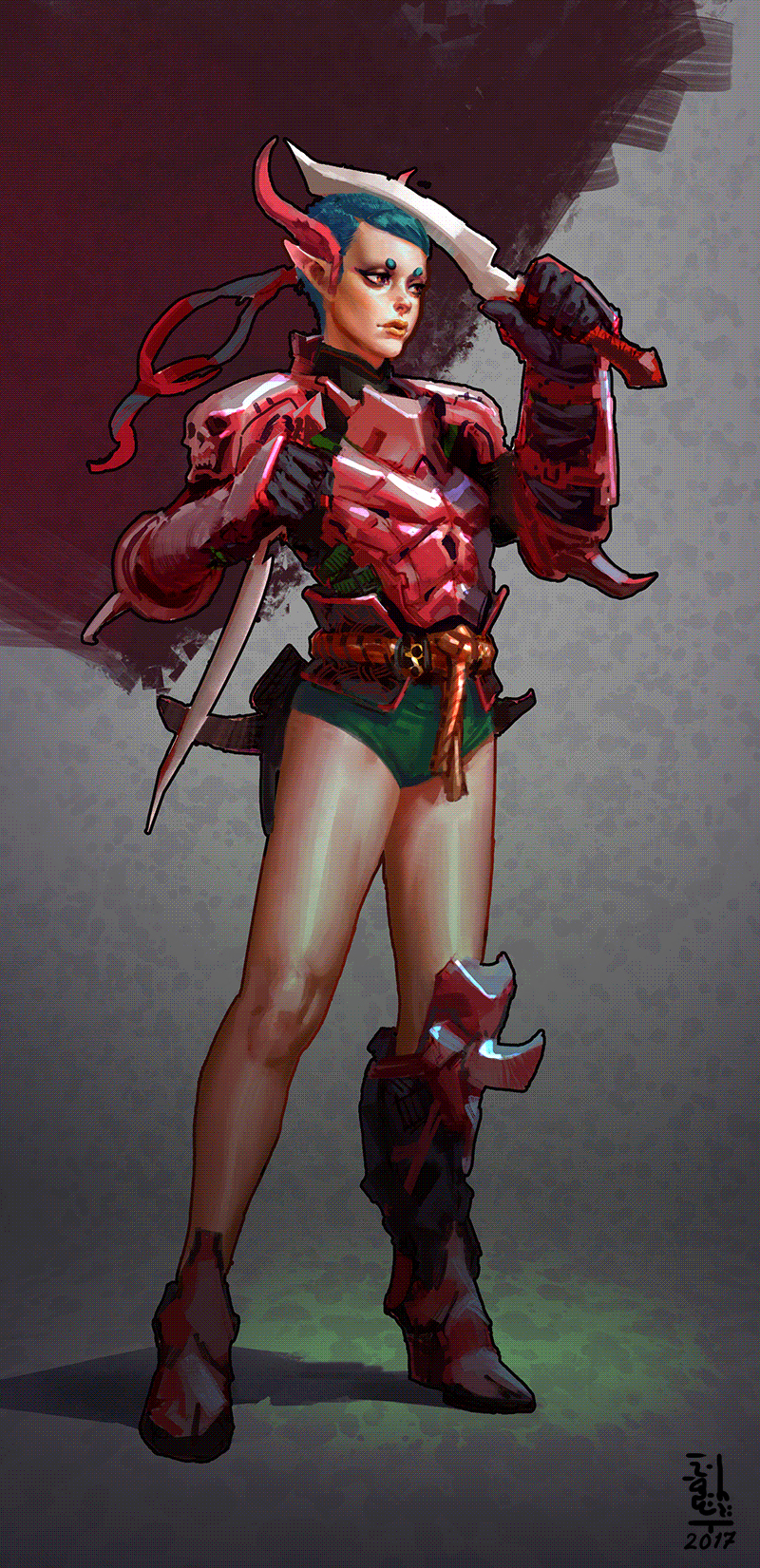 Girl in Red Armor