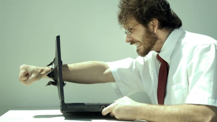 Guy Raging At Computer Angry Computer Rage Punches his Computer Smashes by Elijah1ofakind on ...