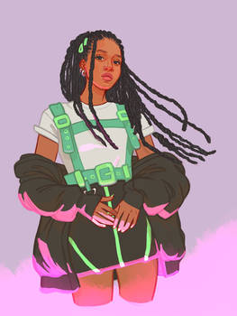 COMMISION | BRAIDS AND NEON