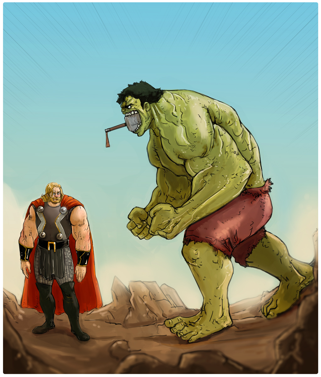 Thor and Hulk confrontation