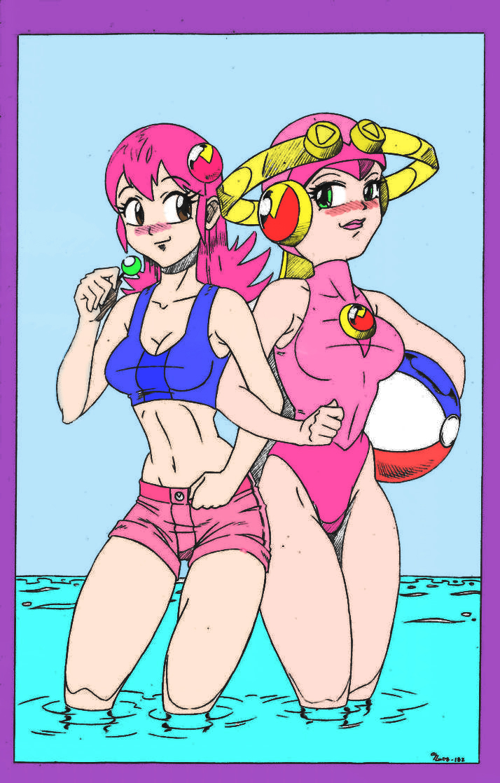 Megaman Maylu and Roll beach by shoxxe