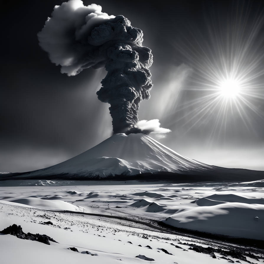 Volcanic eruption in black and white by DigitalDori on DeviantArt