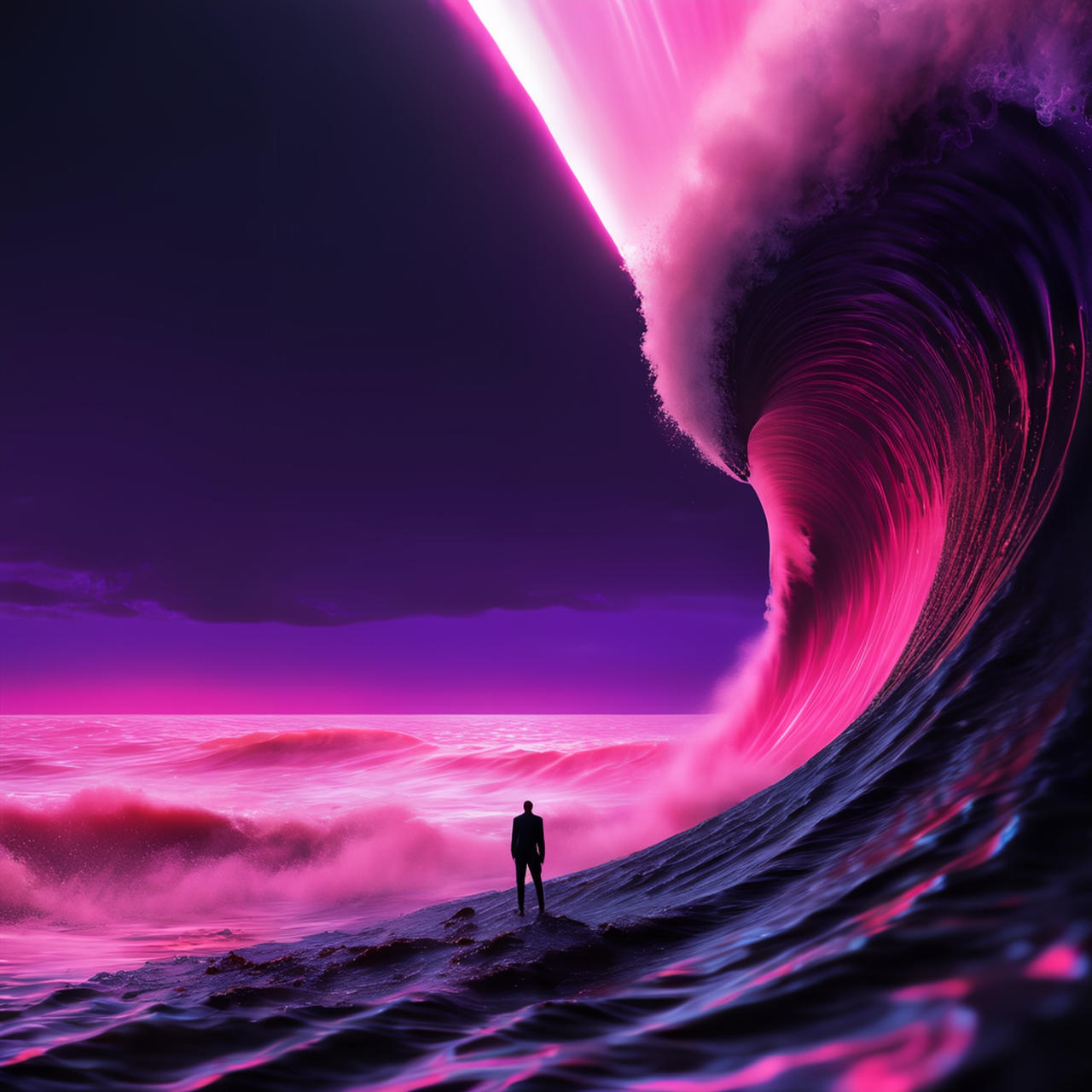 The man and the grand neon wave by DigitalDori on DeviantArt