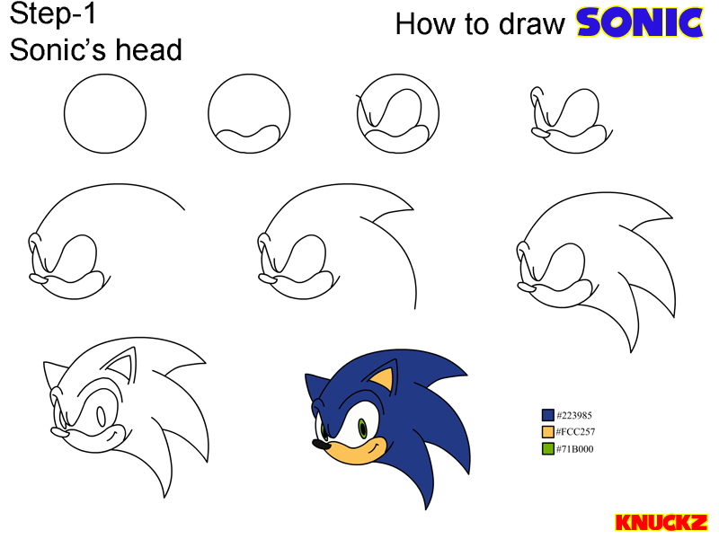 How to draw sonic. step 1