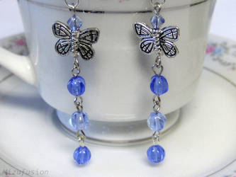 Silver and Blue Butterfly Earrings