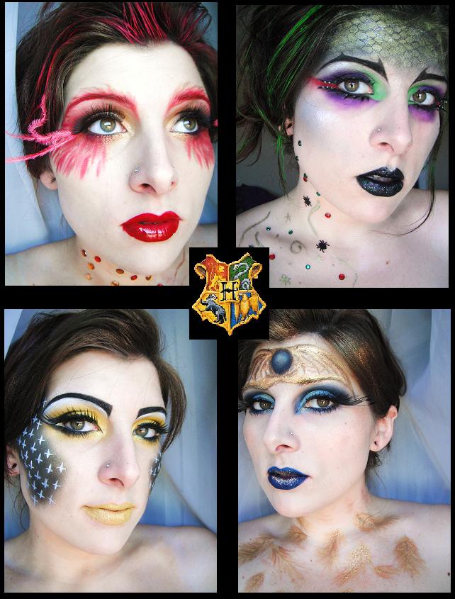 Makeup looks inspired by Hogwarts Houses! ❤️💚💛💙 #potterhead #potter