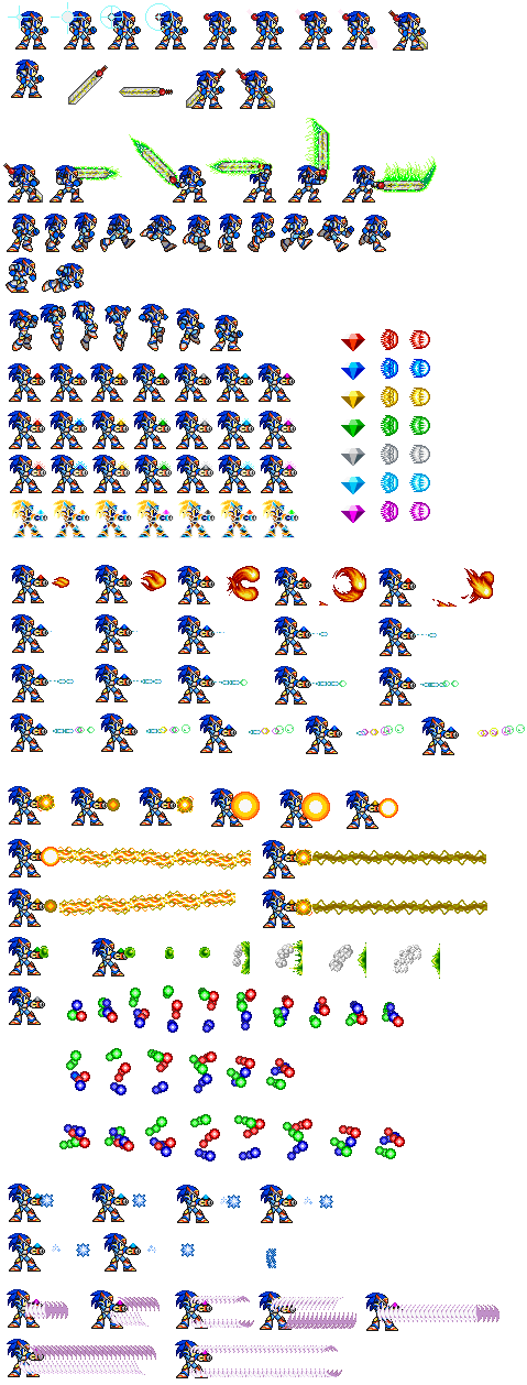 Sonic X sprite sheet