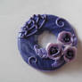 Violet fimo donut pendant purple roses