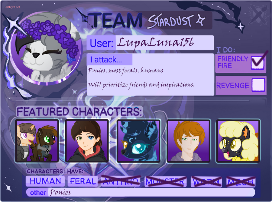 ArtFight 2024 Team Stardust by LupaLuna156 on DeviantArt