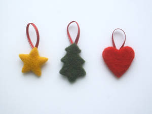 Needle-felted Christmas decorations, small by Scarygothgirl