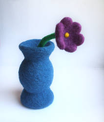 Needle-felted vase and flower