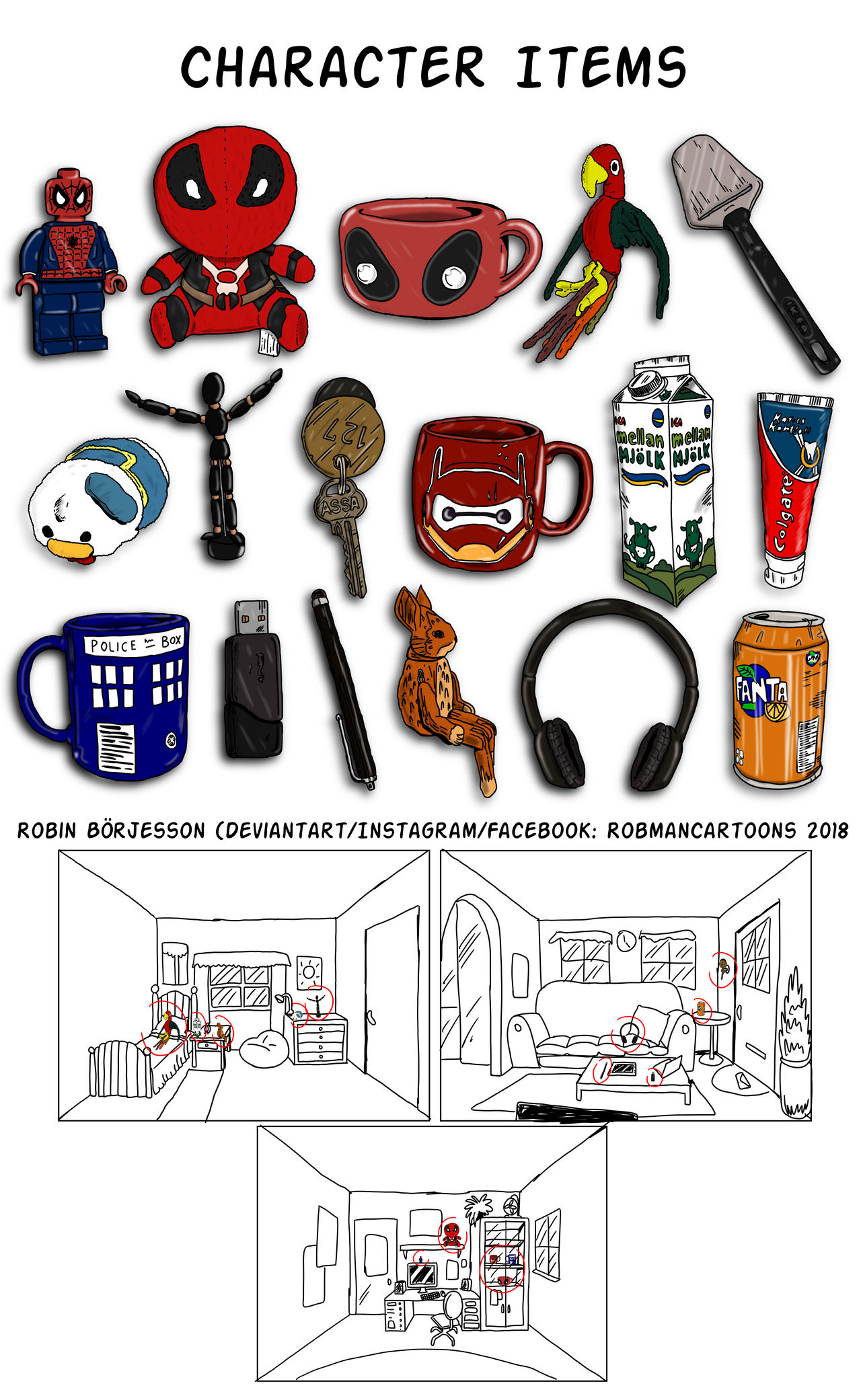 Character Items (Nov, 2018) by RobmanCartoons on DeviantArt