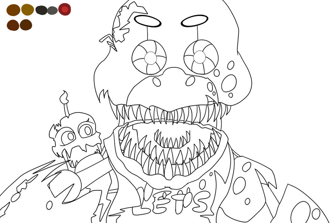Nightmare Chica (outline) by SpacePonyArts on DeviantArt