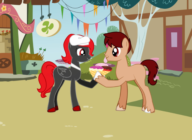 Brave and Red Feather eating Ice Cream together