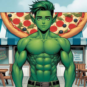 Beastboy getting pizza