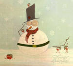 Christmas elves make a snowman by pinktxu