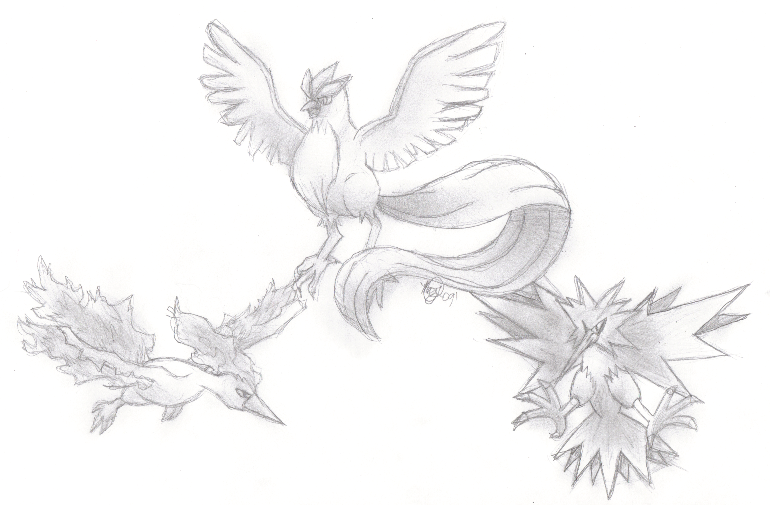 Mega Articuno, Zapdos, and Moltres - Updated by TheCompleteAnimorph on  DeviantArt