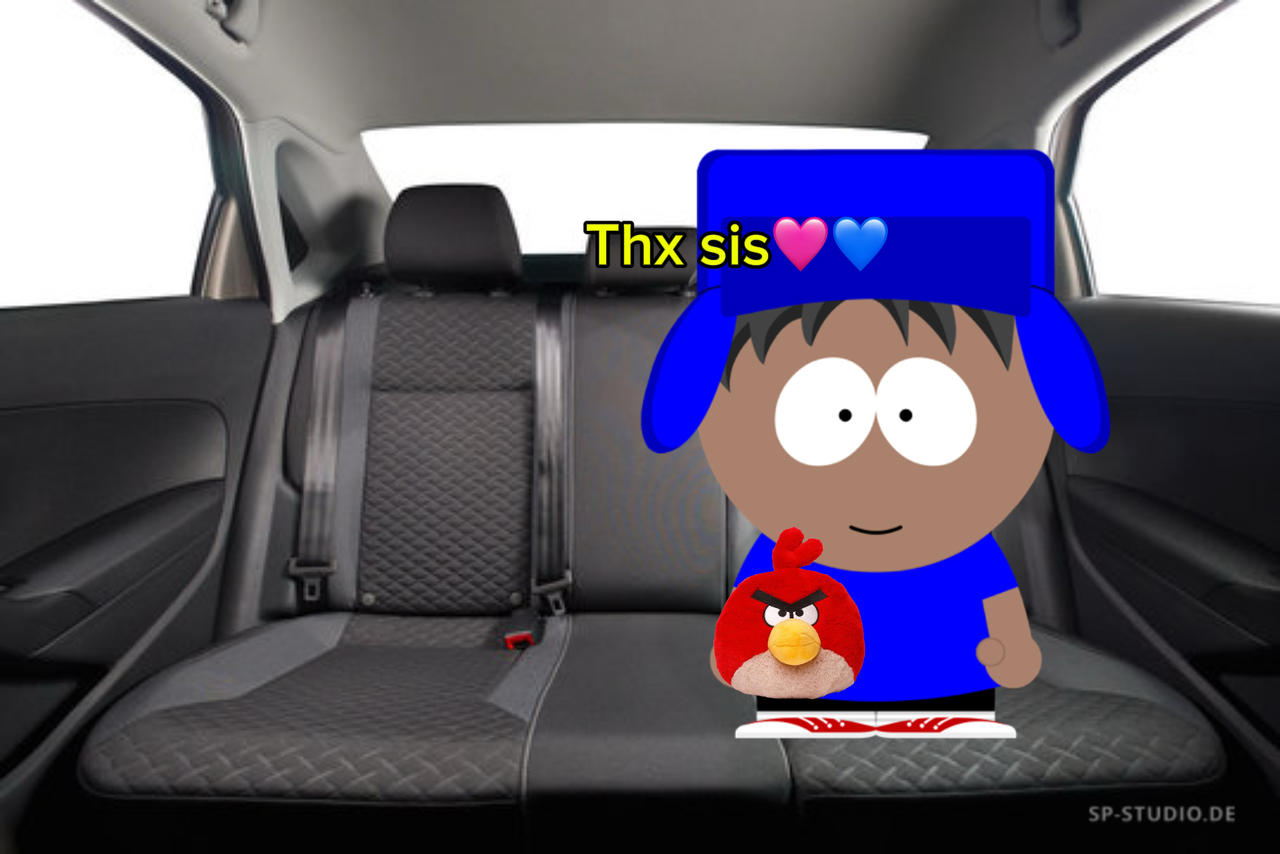 Lilah shares her angry bird plush with Me