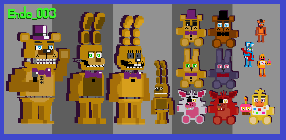 Fnaf6 FFPS Animatronics 8-bit by 133alexander on DeviantArt