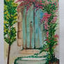 A Rustic, Full of Flower Old Door