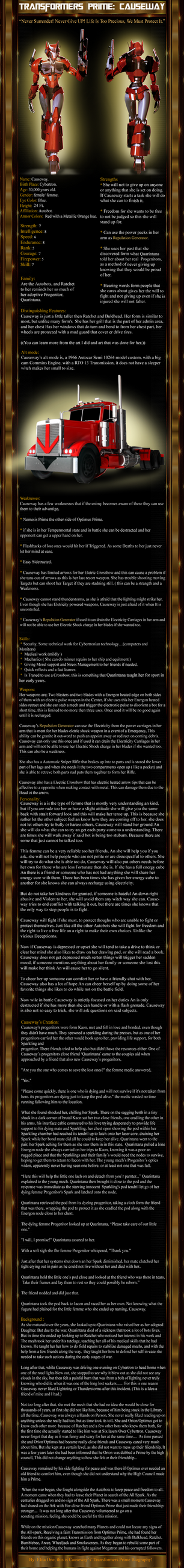 Causeway - Transformers Prime Bio by Elita-One-Arts