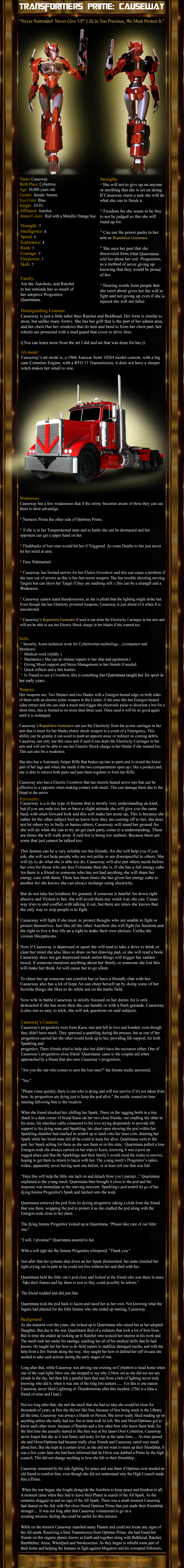 Causeway - Transformers Prime Bio by Elita-One-Arts