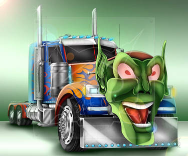 Optimus with Maximum Overdrive Green Goblin Face