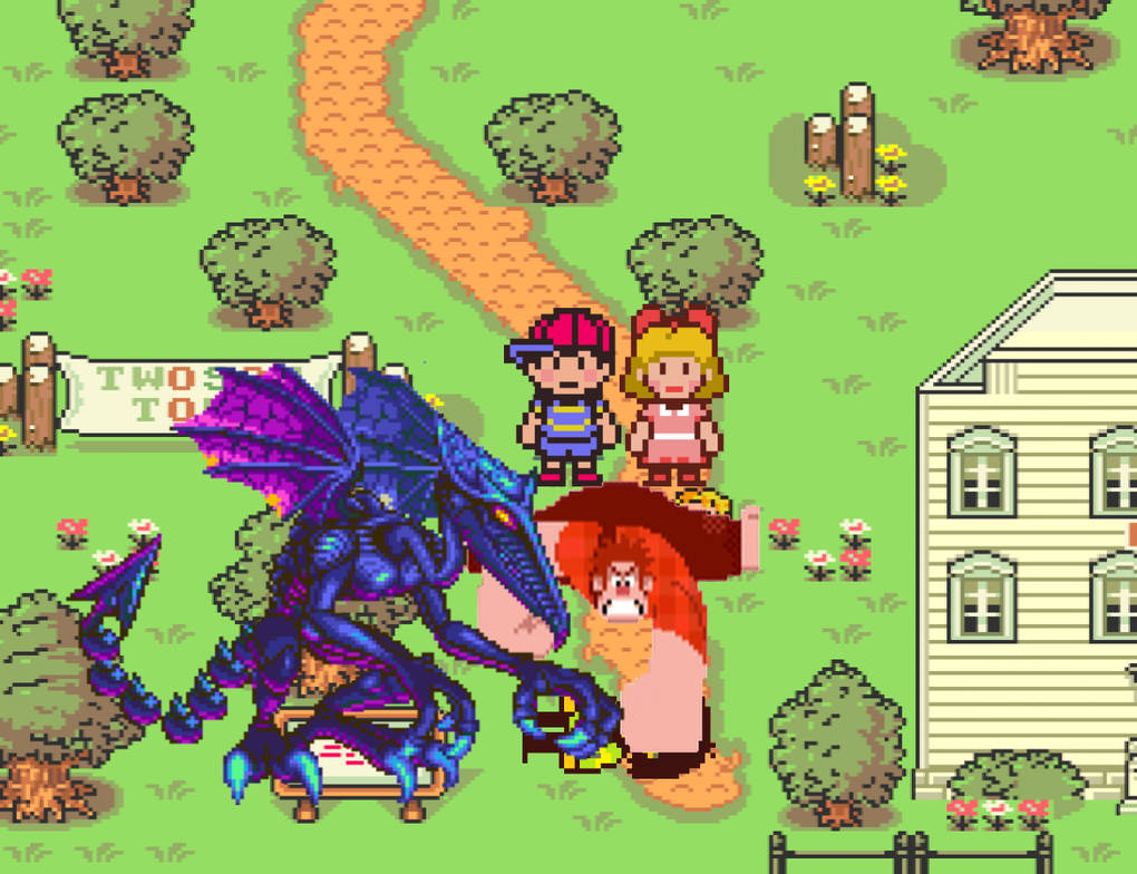 Ralph and Ridley Saves Ness and Paula by MetaKnightTheGreat on DeviantArt
