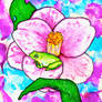 tree frog on camellia