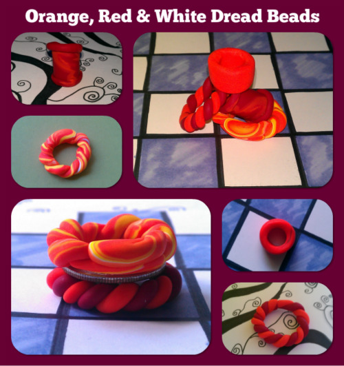 Orange, Red and White Dread Beads