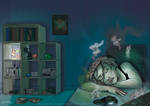Gamer girl falls asleep by RevanRayWan